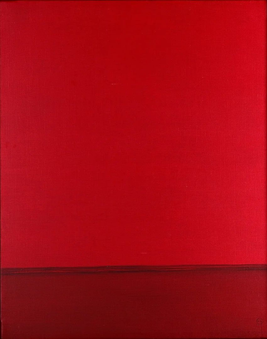 ARNE OLSSON. Horisont i vinrött, akryl på duk, signerad, 1900-tal. — Paintings — Wickmans