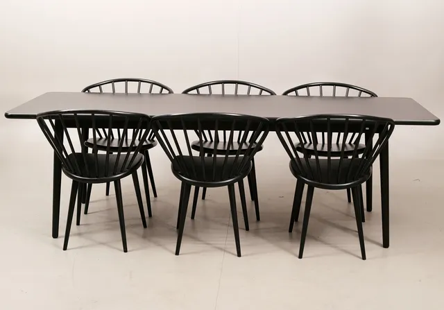 JONAS LINDVALL. matsalsmöbel, "Miss Holly", Stolab, bord + sex stolar, 2000-tal.