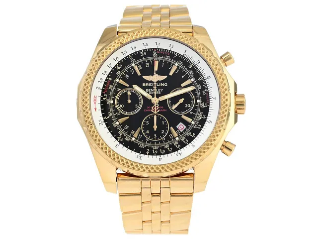 BREITLING, for Bentley Motors, Chronometre, Cal 25 (2892A2), Verk nr. 712266, Serie nr. 037 / 712266, Ref nr. K25362, Boett nr. 1003 B3, kronograf, herrur, 48,7 mm, 18K guld, automatisk, safirglas, datum, vridbar räknesticka, heliumventil, Speedlänk, viklås, Ref nr. 970K, totalvikt 309,6 gram, cert, januari 2004.