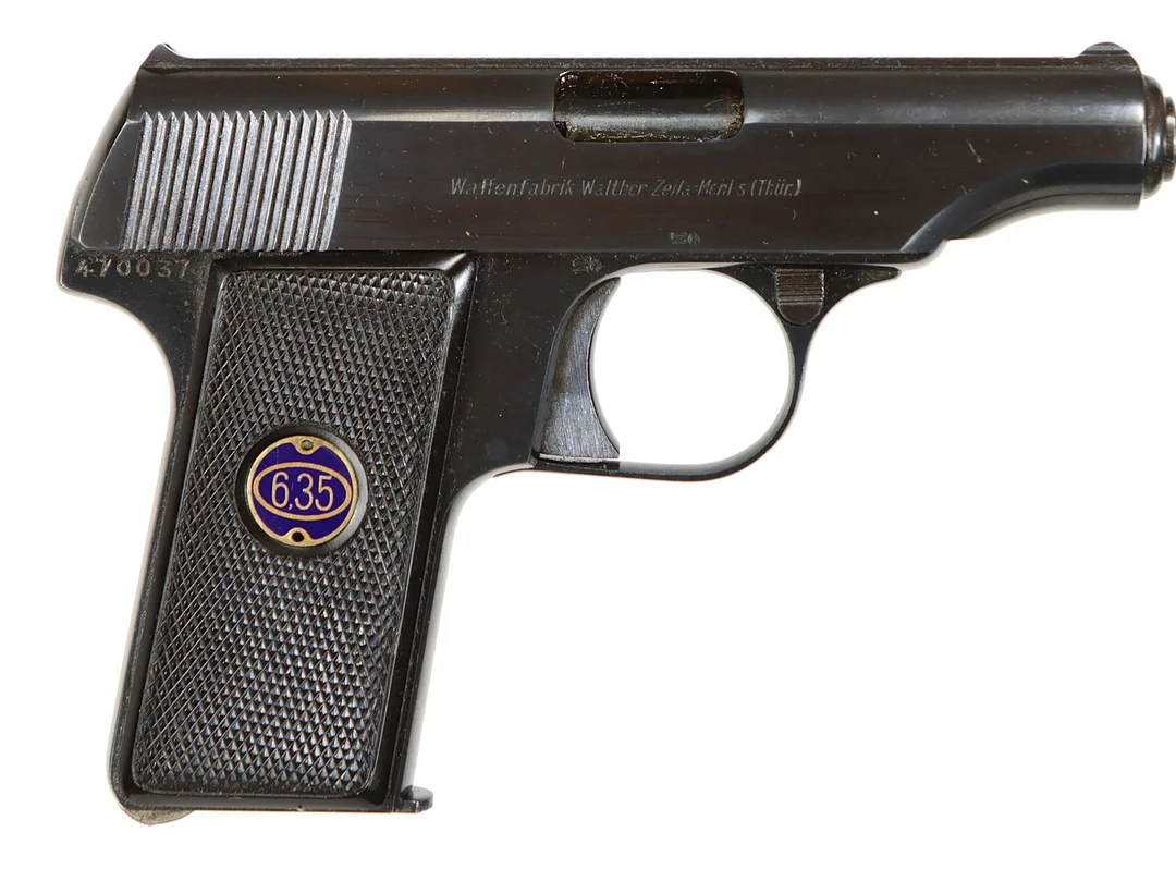 PISTOL, fabrikat Walther Zella Mehlis, modell 8, kaliber 6,35, tillv.nr 470037, se-nr SE0034162. — Pistols — Walter Borg