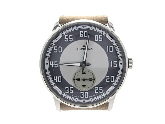 JUNGHANS Meister Driver Handaufzug Watch 027/3608/00 armbandsur Ø37,7mm stål manuell med läderarmband, plastglas med repor, skelettbaksida, 42-timmars gångreserv, snr: 000567