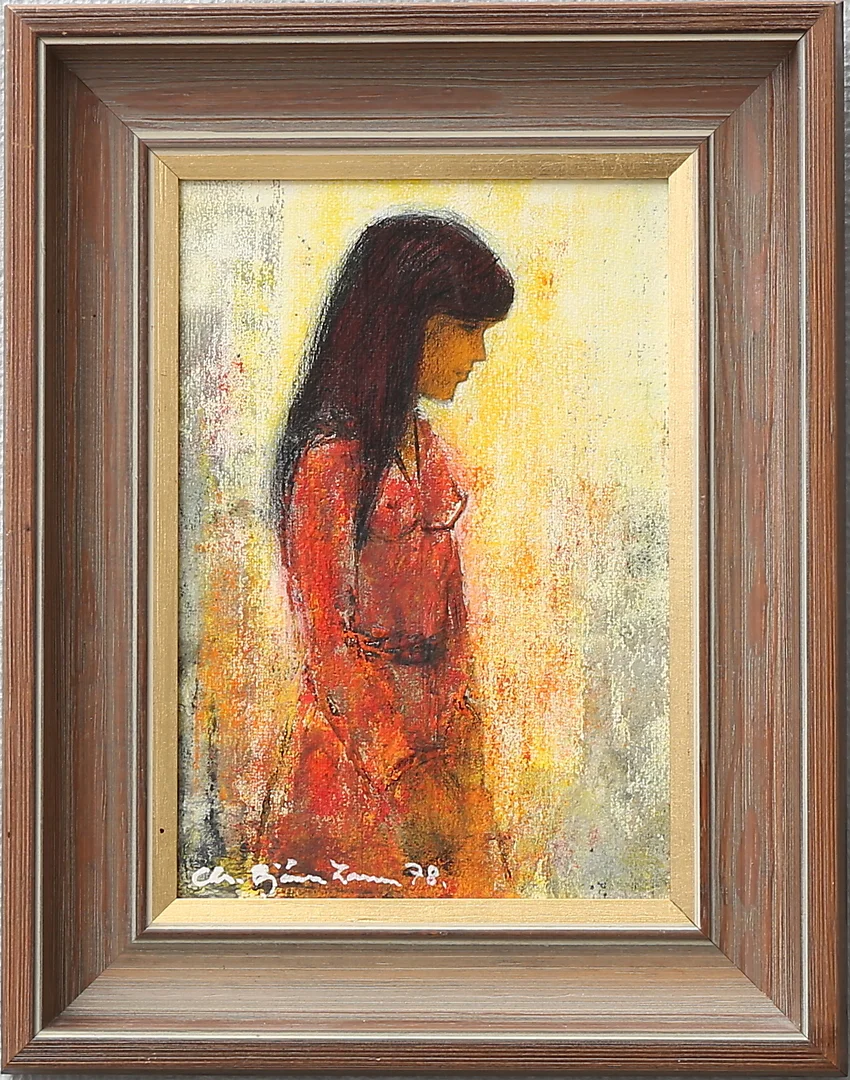 CHRISTIAN BJÖRN LARSEN. Flicka. Olja på pannå, signerad och daterad 78. — Paintings — Växjö Auktionskammare