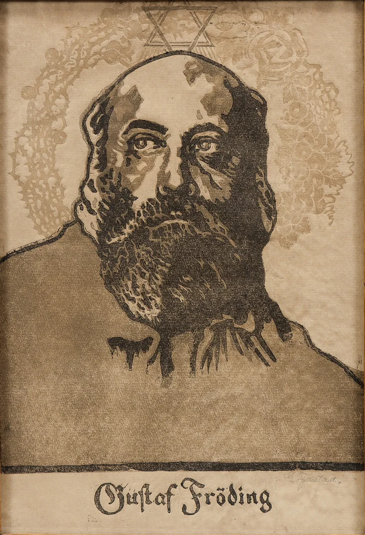 GUSTAF FJAESTAD. Skalden "Gustaf Fröding". — Engravings & Prints — Karlstad Hammarö Auktionsverk