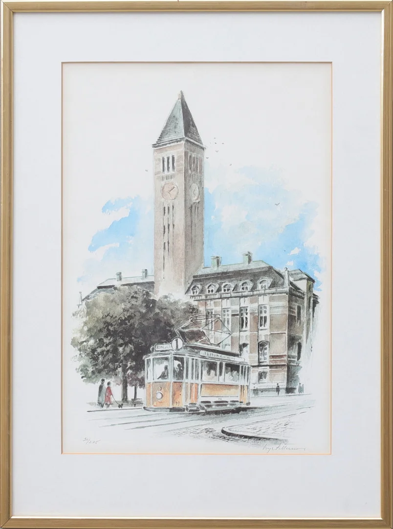 INGE PETTERSSON. Offsettryck, Norrköpingsmotiv, numrerad 30/275 och signerad. — Engravings & Prints — Gomér & Andersson Norrköping