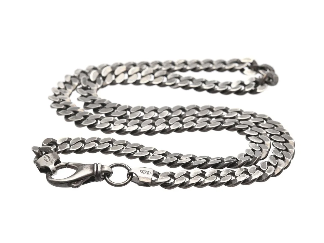 KEDJA, oxiderat sterlingsilver, pansarlänk, bredd 7,3 mm, längd 50 cm, vikt 46,0 g. — Smycken/Halskedja — Kaplans