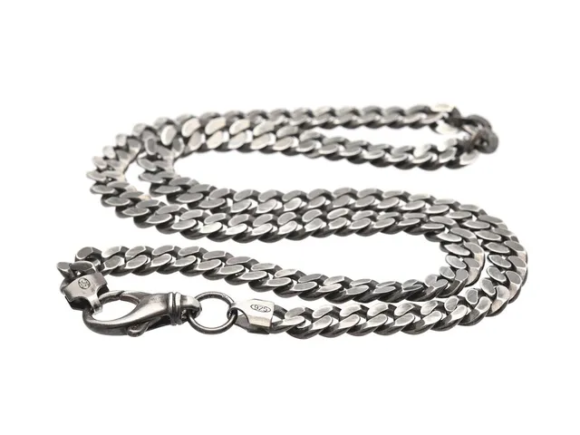 KEDJA, oxiderat sterlingsilver, pansarlänk, bredd 7,3 mm, längd 50 cm, vikt 46,0 g.