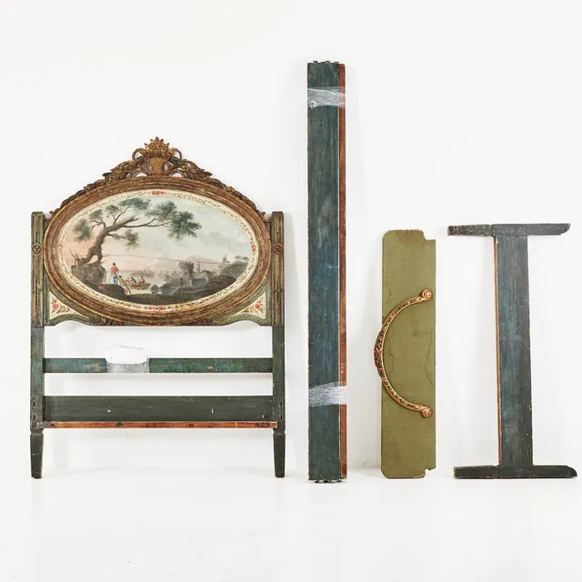 SÄNG, Louis XVI stil, 1800-tal, målad landskapsscen.
