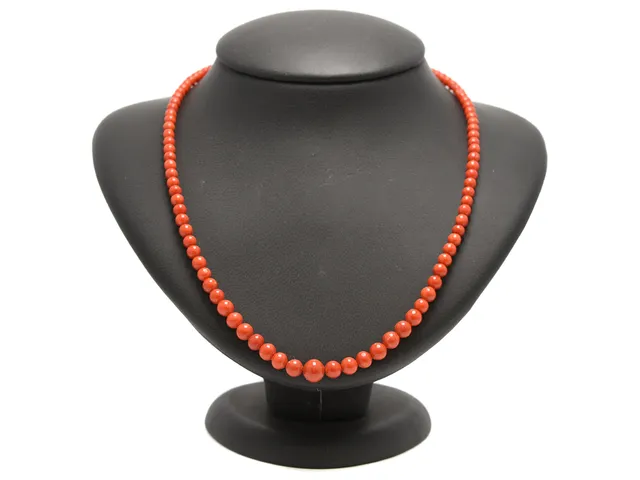 COLLIER, korall, gulmetall lås, längd 46 cm