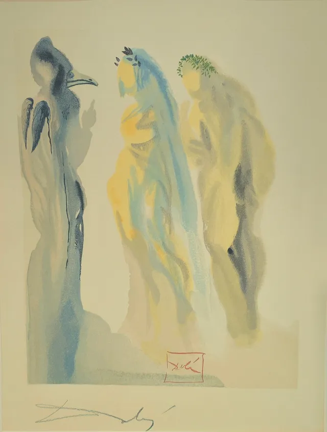 SALVADOR DALÍ. "La Divina Comedia", litografía firmada en plancha y a lápiz sobre papel.