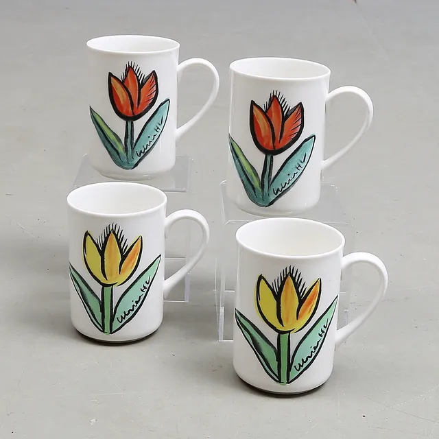 MUGGAR, 4 st, porslin, "Tulipa", Ulrica Hydman Vallien.