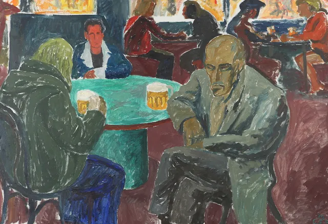CHRISTER EDWARDSON SCHMITERLÖW. Olja på duk, "Träffen", Sergels torg. Signerad och daterad 70.