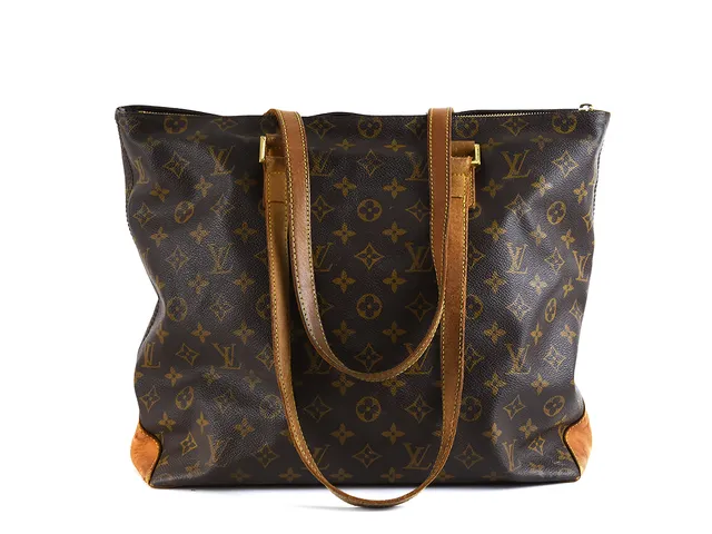 VÄSKA, LOUIS VUITTON, Cabas Mezzo, monogram canvas, 33xx30x15cm, slitage, en lagning (ej gjord hos Louis Vuitton)
