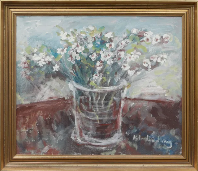 ROLAND LINDBERG. OLJA, på duk, Blomstermotiv, signerad.