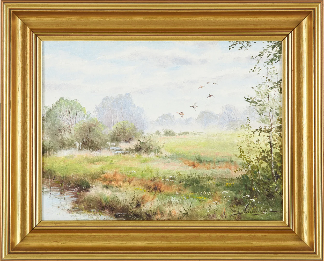 HELMUT SNETHLAGE (1925-2011). Landskapsmotiv med änder, olja på duk, signerad Snethlage, 1900-tal. — Paintings — Stockholms Auktionsverk Sickla