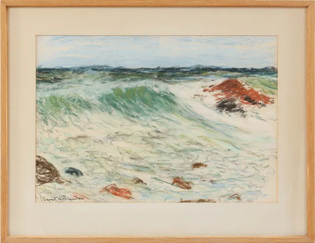 ERNST RÖHLANDER. Kustmotiv, pastell, signerad.