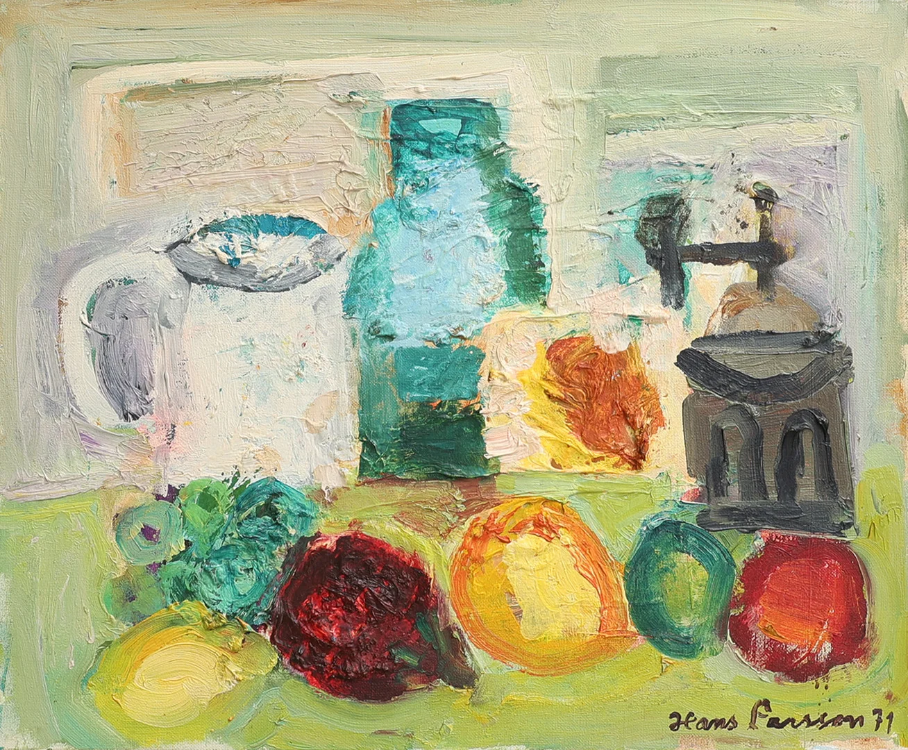 HANS LARSSON. STILLEBEN MED FRUKTER OCH KANNA. — Paintings — Crafoord Auktioner Lund