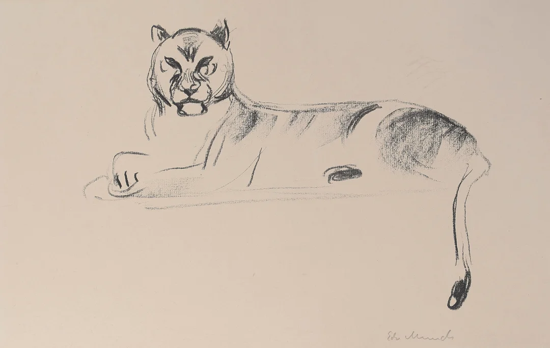 Munch, Edvard — "Liggende Løvinne" / "Reclining Lioness" 1908-09 — Kunst/Grafikk — Blomqvist