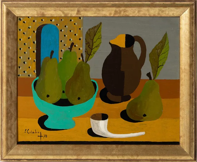 ERIC CEDERBERG. Stilleben, tempera på pannå, signerad samt daterad -78.