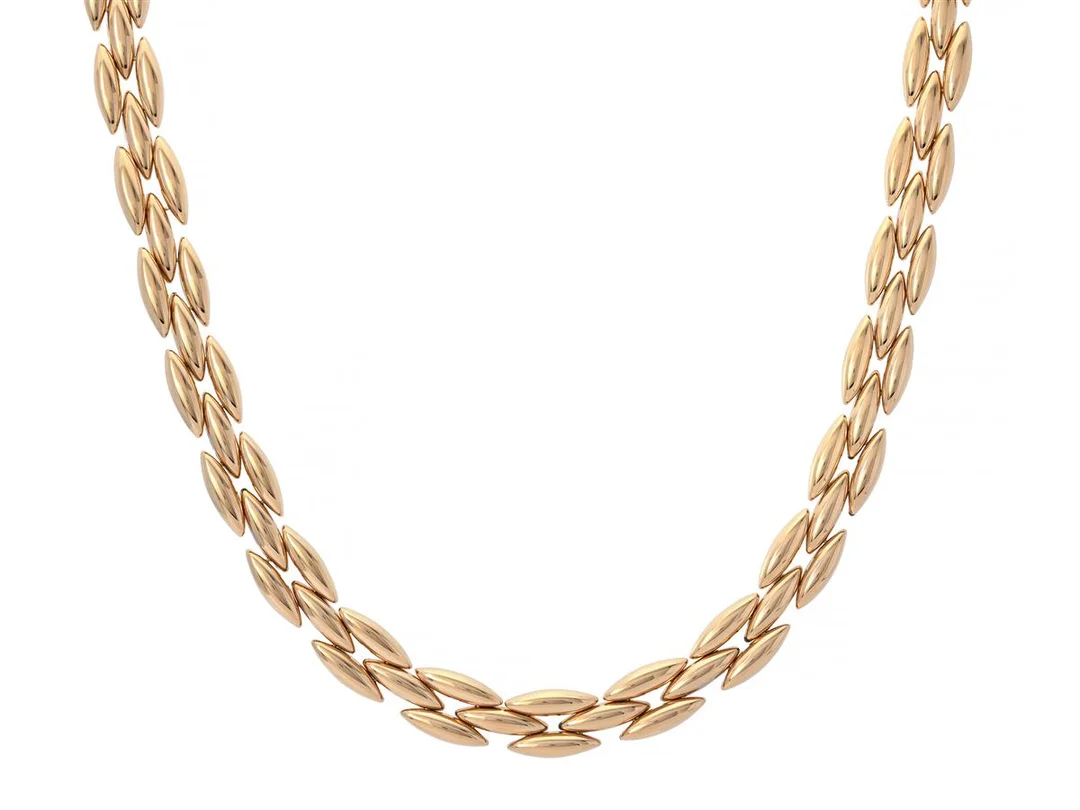 CARTIER, collier, Gentiane, 18K guld, serienr F59866, längd 38,5 cm, vikt 53,9 g, certifikat, originaletui. — Smycken/Collier — Kaplans