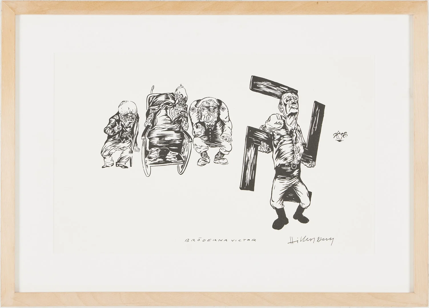 LARS HILLERSBERG. "Bröderna Victor", tuschteckning, signerad. — Paintings — Stockholms Auktionsverk Magasin 5