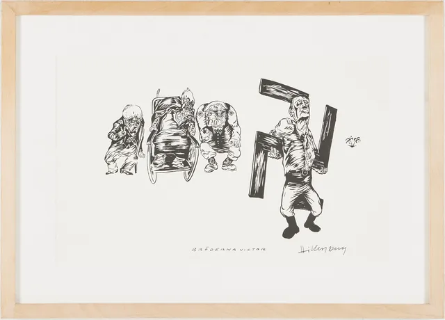 LARS HILLERSBERG. "Bröderna Victor", tuschteckning, signerad.