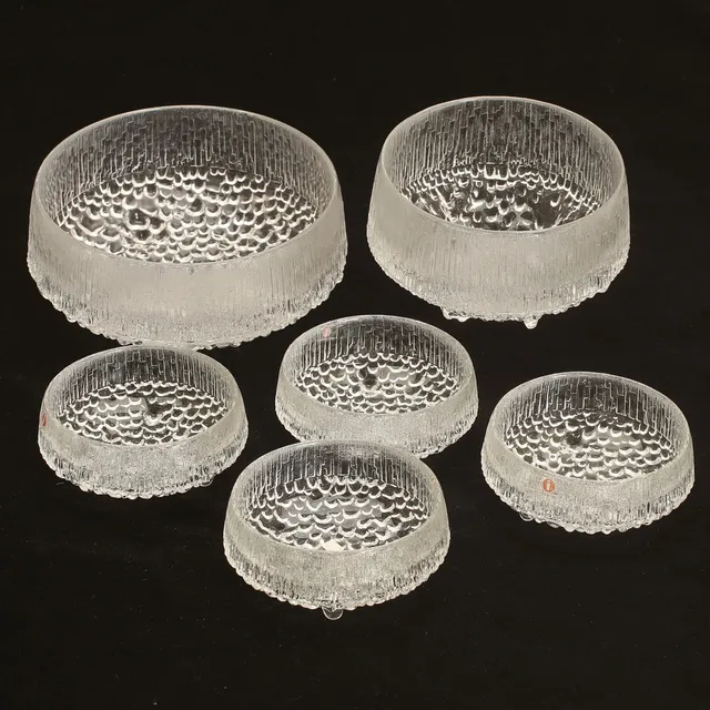 TAPIO WIRKKALA. Skålar, 6 stycken, glas, Ultima Thule, Iittala.