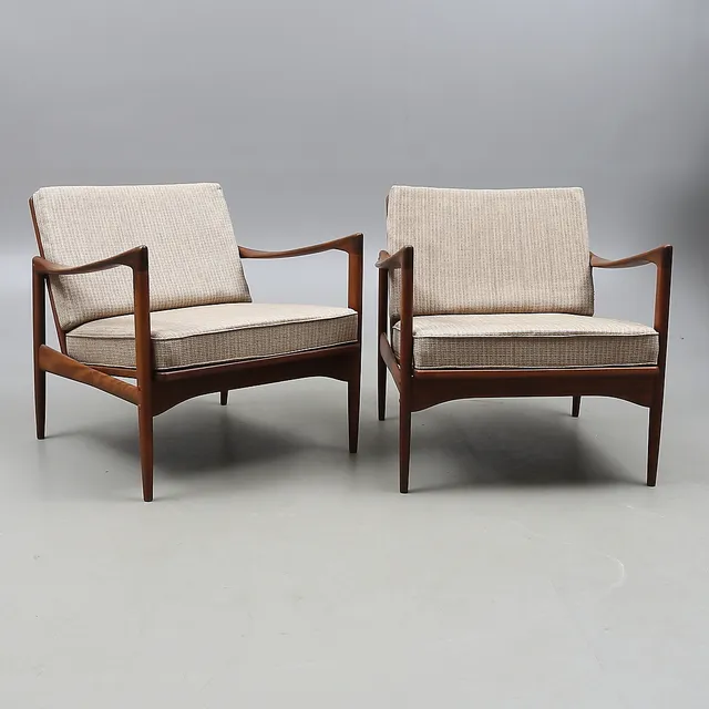 FÅTÖLJER, ett par, "Kandidaten", Ib Kofod Larsen, OPE Möbler, 1960-tal.