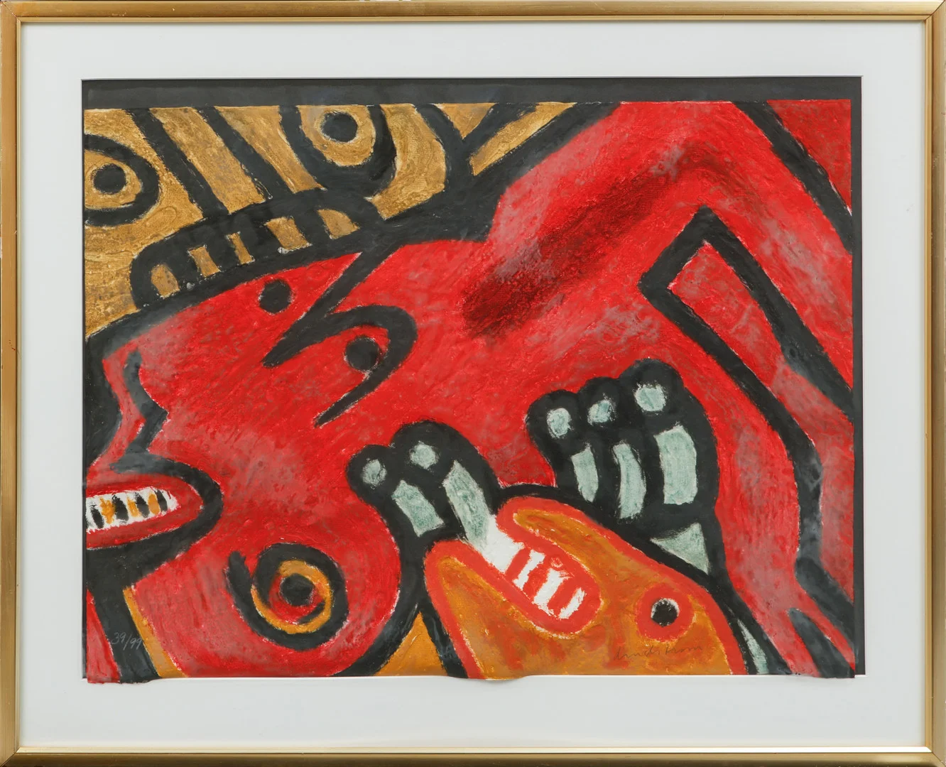 BENGT LINDSTRÖM. Komposition med figurer, färglitografi, signerad och numrerad 39/99. — Engravings & Prints — Göteborgs Auktionsverk