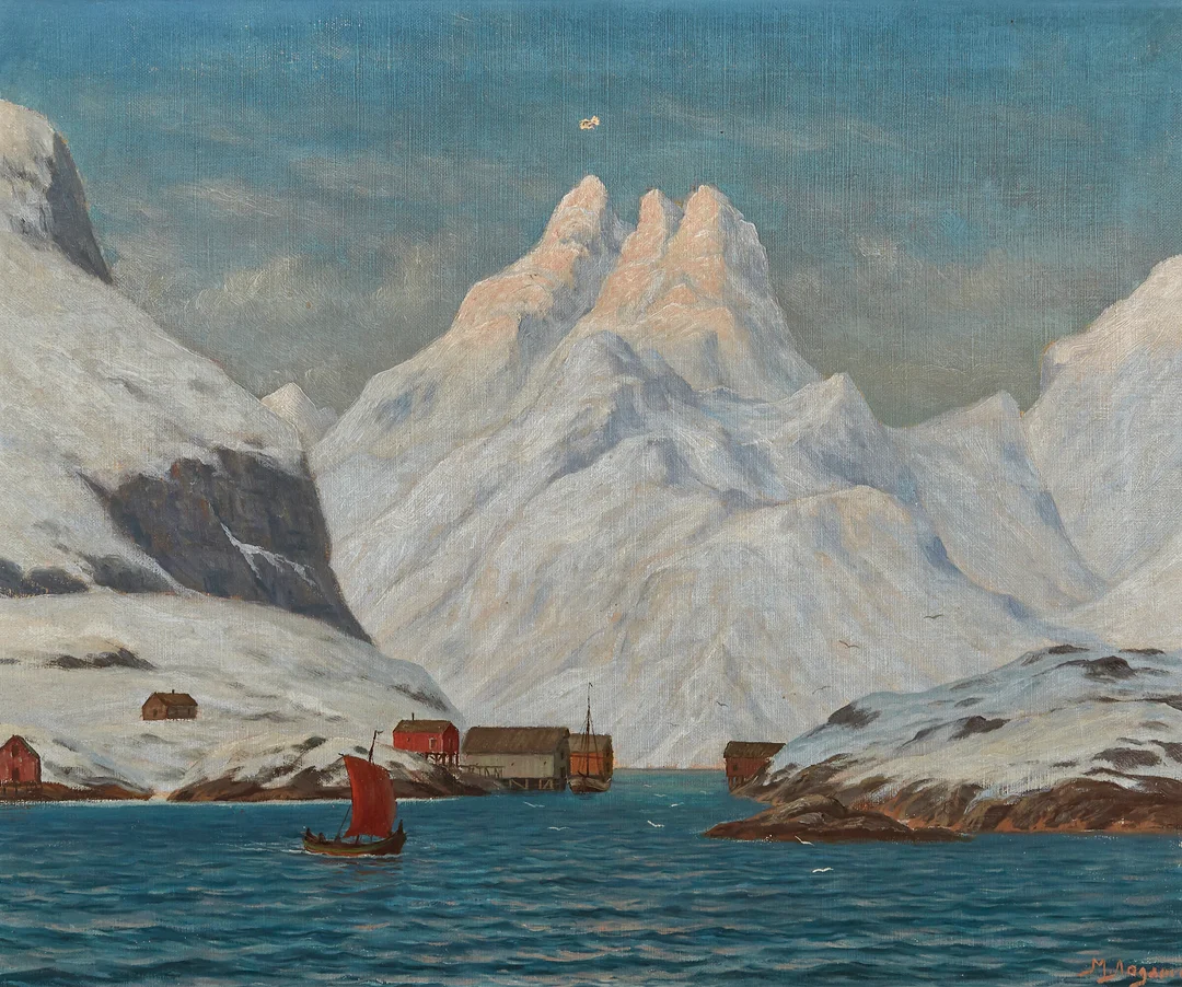 Aagaard, Martin — "Fra Aa i Lofoten" — Kunst/Maleri — Blomqvist