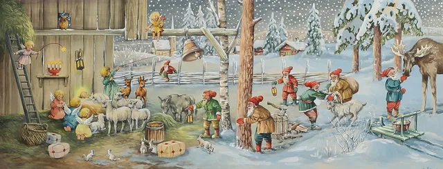 ERIK FORSMAN. julmotiv, akvarell, signerad.