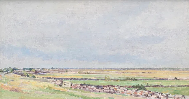 SVEN JOANN. "Regntyngd sommardag, Öland". Olja på duk, signerad, daterad 1953.