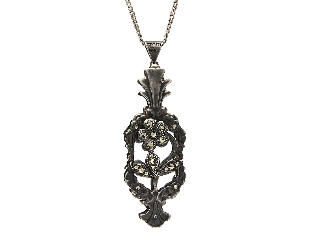 HÄNGE/KEDJA, lorginette. silver med markasiter, kedja läng 60 cm — Smycken/Hänge med kedja — Kaplans