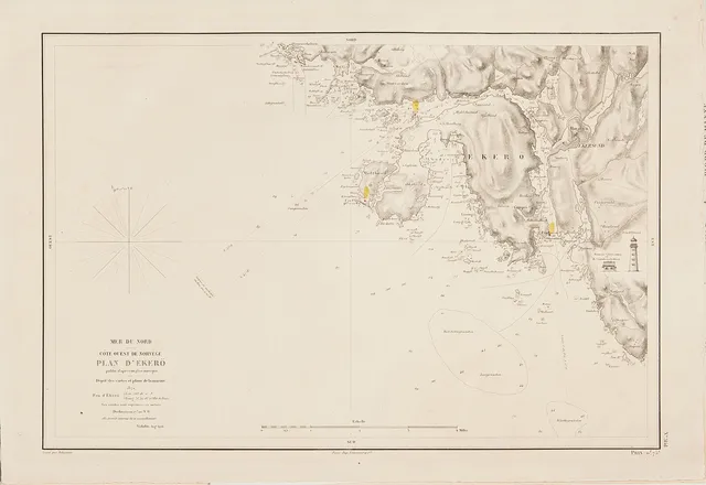 NORGE, 11 SJÖKORT UR DEPOT DE LA MARINE, ca 1870-80.