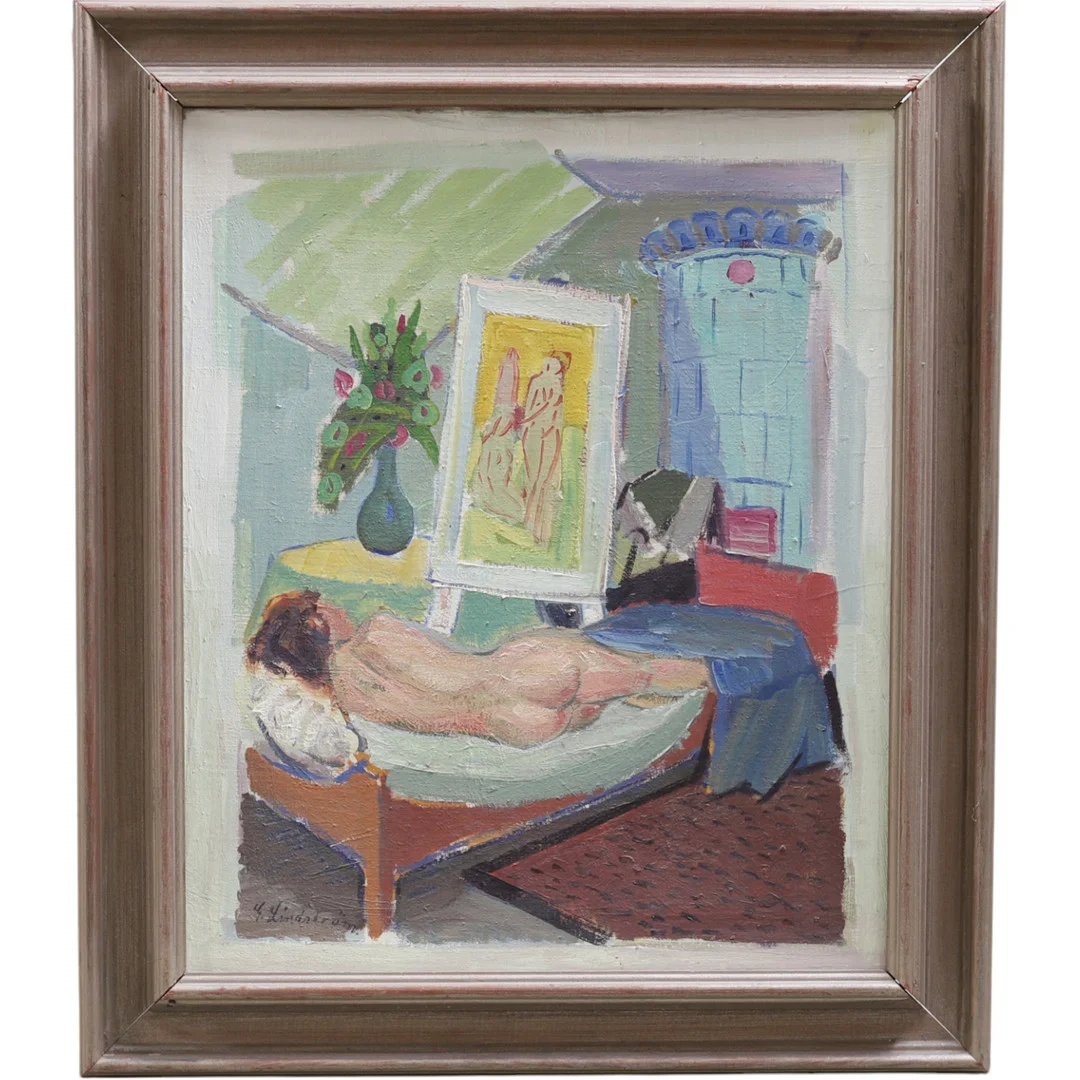 GEORG LINDSTRÖM. Nakenstudie, olja på pannå, signerad. — Paintings — Gomér & Andersson Nyköping