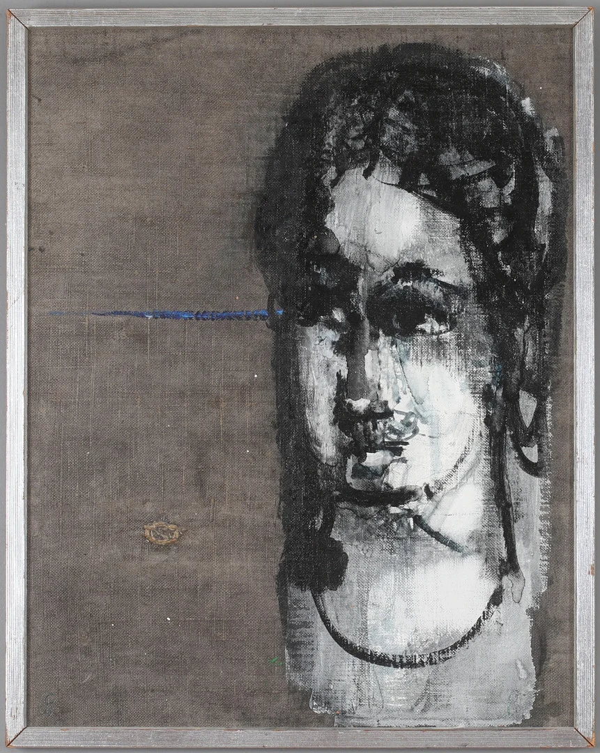 OLLE GUSTAFSSON. Porträtt, olja på dukpannå, monogramsignerad. — Paintings — Stadsauktion Sundsvall