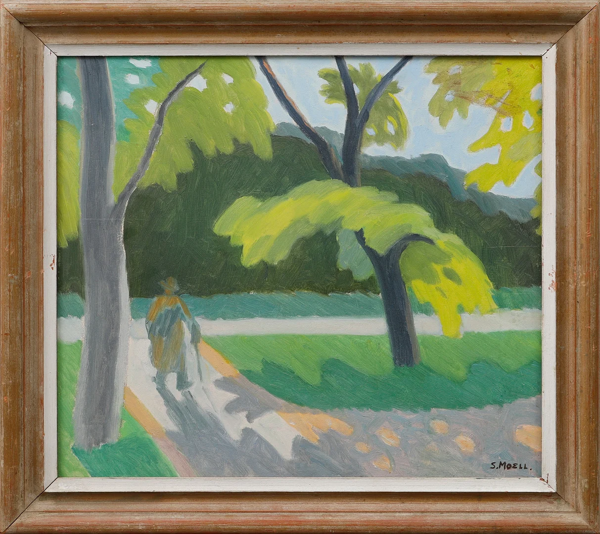 SVEN MOELL. "Promenad i Slottskogen", olja på pannå, signerad. — Paintings — Göteborgs Auktionsverk