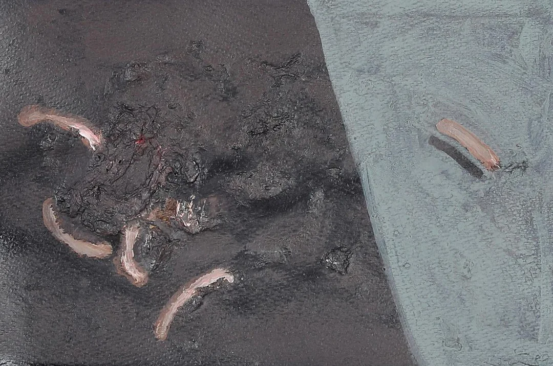 Michael Kvium: Untitled, 1989. Signed Kvium 89. Oil on paper. Sheet size 14.5×22 cm. — Modern Paintings/Modern art — Bruun Rasmussen