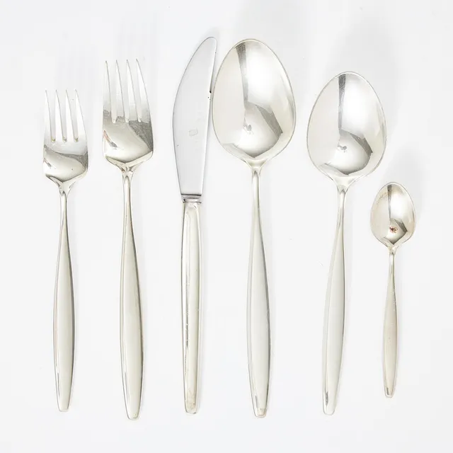 TIAS ECKHOFF. Bestick, 77 delar, sterlingsilver, "Cypress", för Georg Jensen, Danmark.