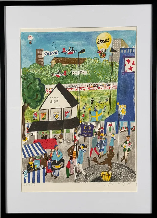 MARIKA LANG. Gamla Ullevi, färglitografi, signerad och numrerad 262/350.