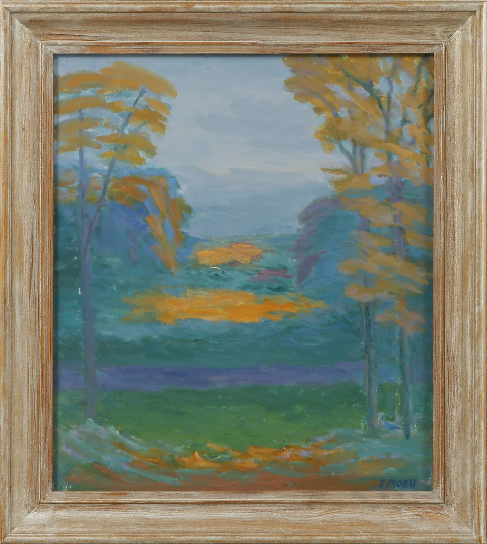 SVEN MOELL. "Höstdag Botaniska trädgården", olja på pannå, signerad. — Paintings — Göteborgs Auktionsverk