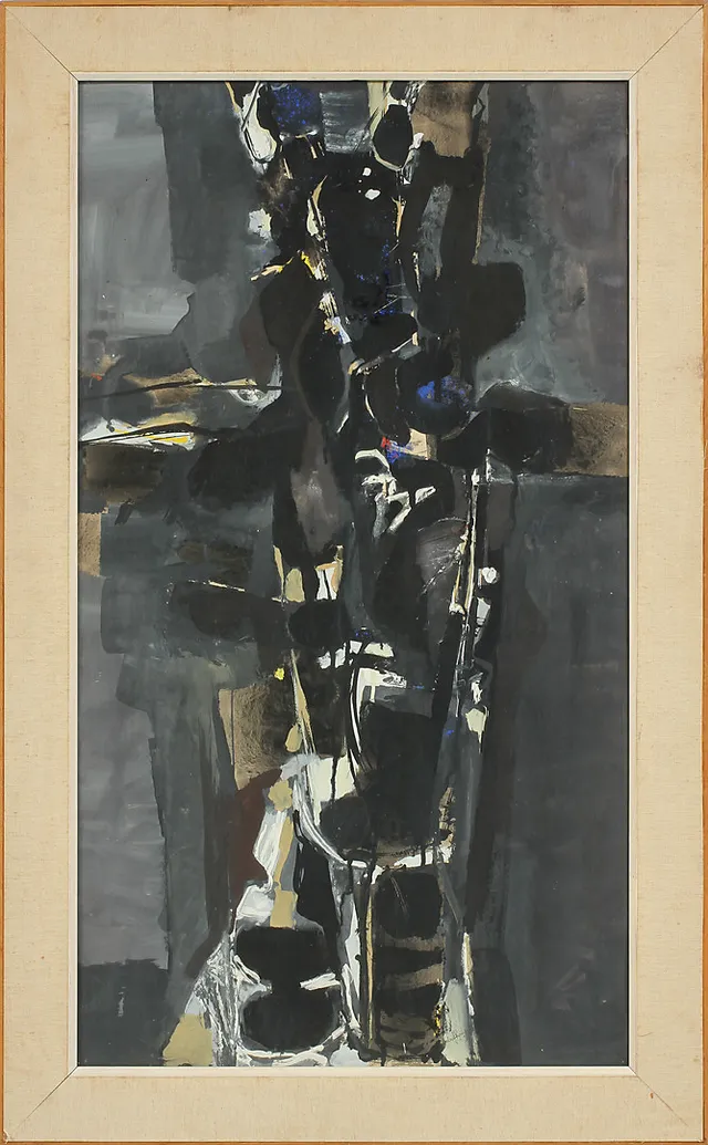 LEIF KNUDSEN. Komposition, gouache, signerad-58.