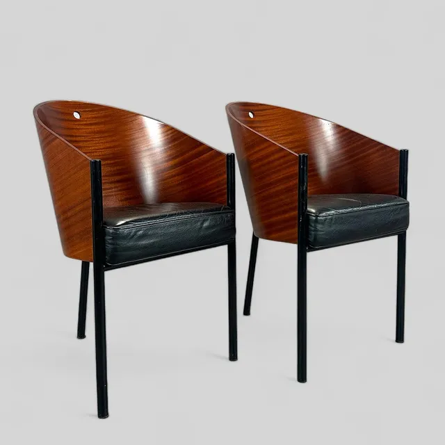 PHILIPPE STARCK. Karmstolar, 2 st. "Costes", Aleph, Driade. Italien. 1980-tal.