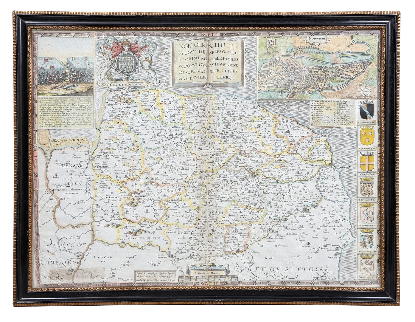JOHN SPEED (1552-1629) "NORFOLK". — Maps — Bishop & Miller