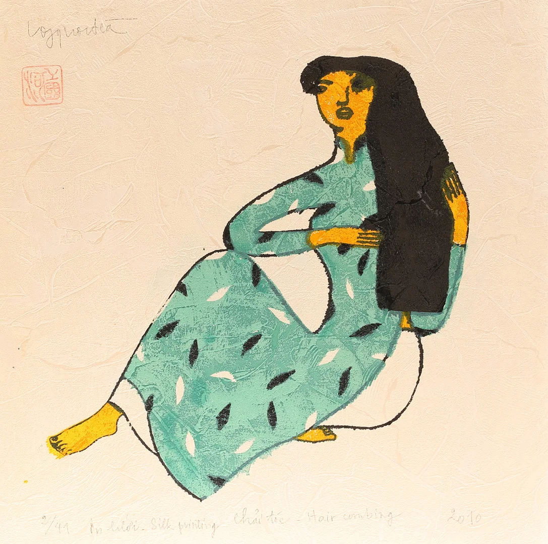 CONG QUOC HA. Färglitografi, #"hair Combing", signerad, daterad 2010, 2/41. — Engravings & Prints — RA Auktionsverket Norrköping