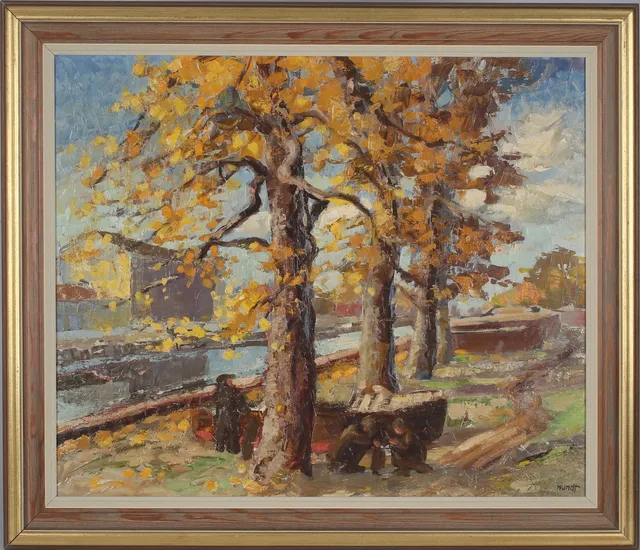 WILHELM HUNDT. "Höstbild", olja på duk, signerad.