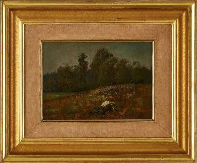 DAVID WALLIN (1876-1957). "Nyhyttan", monogramsignerad D.W., daterad 1906, olja på pannå.