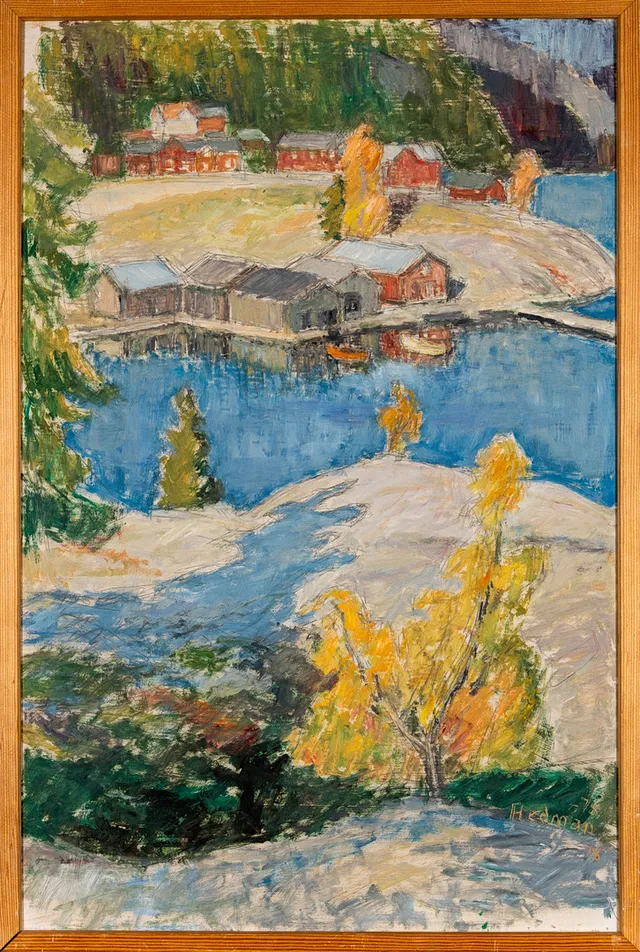 JOHN HEDMAN. Oljemålning, "Mot Bönhamn".