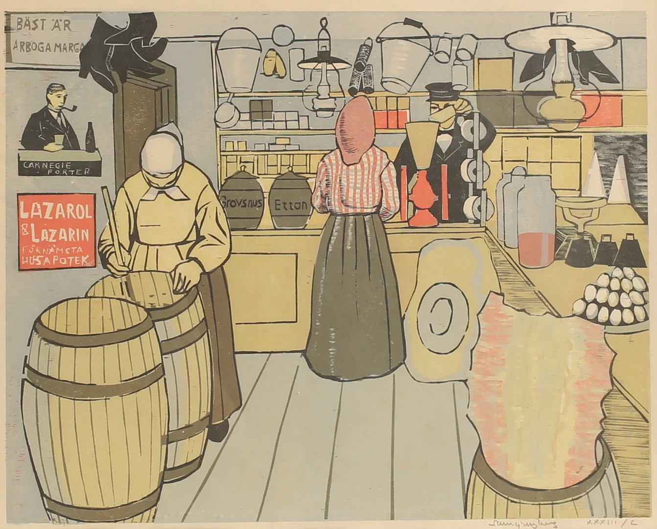 SVEN LJUNGBERG. Färgträsnitt, signerat och numrerat. — Engravings & Prints — RA Auktionsverket Norrköping