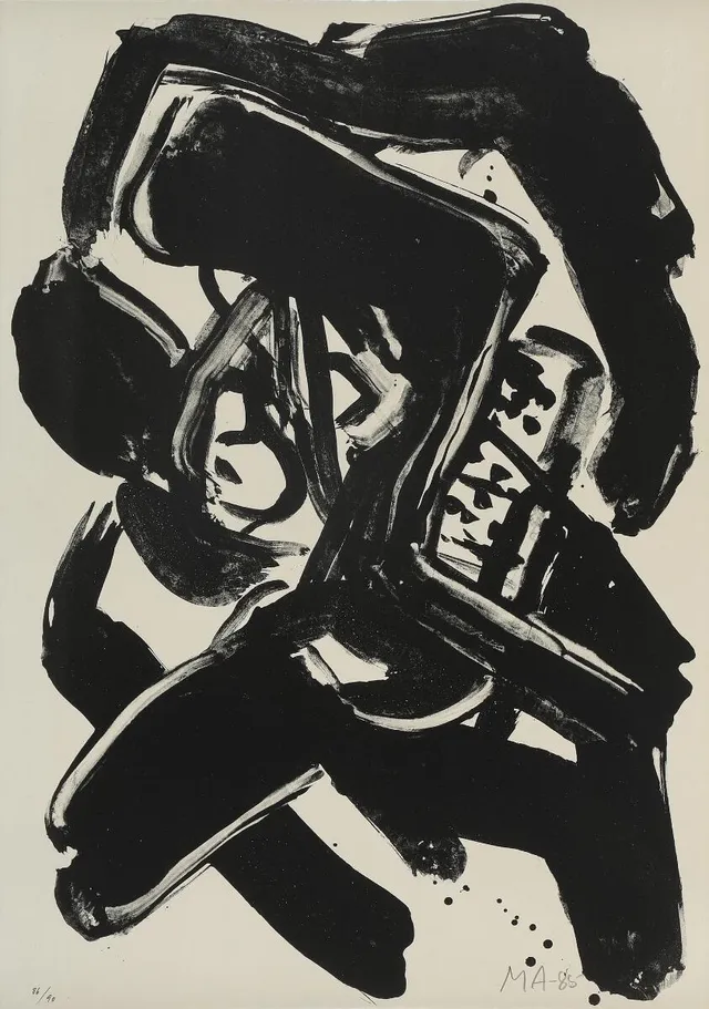 Untitled. Signed MA 85, 86/90. Colour lithograph. Sheet size 76×55 cm. Unframed.