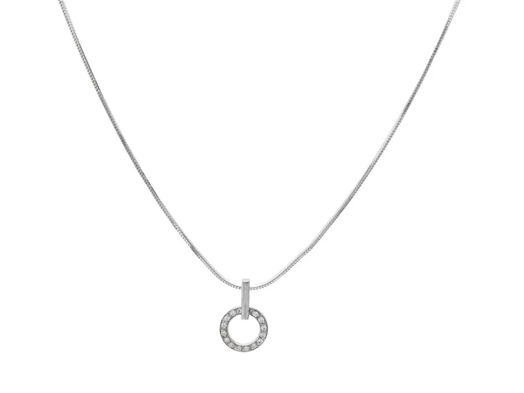 HÄNGE MED KEDJA, 18K vitguld, 16 briljantslipade diamanter ca 0,16 ctv, ca W-Cr/SI-P, längd ca 42 cm, vikt 8,2 g. — Smycken/Hänge med kedja — Kaplans